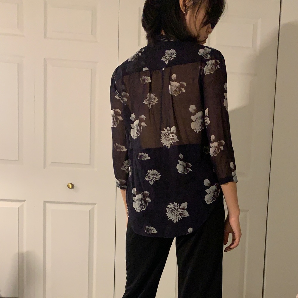 Aritzia Babaton Dark Sheer Silk Wrap Top
